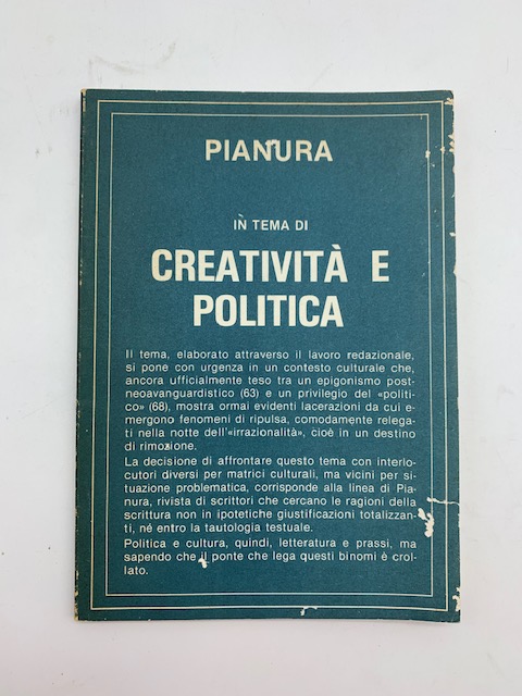 Pianura, n. 3, ottobre 1977. Atti dell'incontro su Creatività e politica
